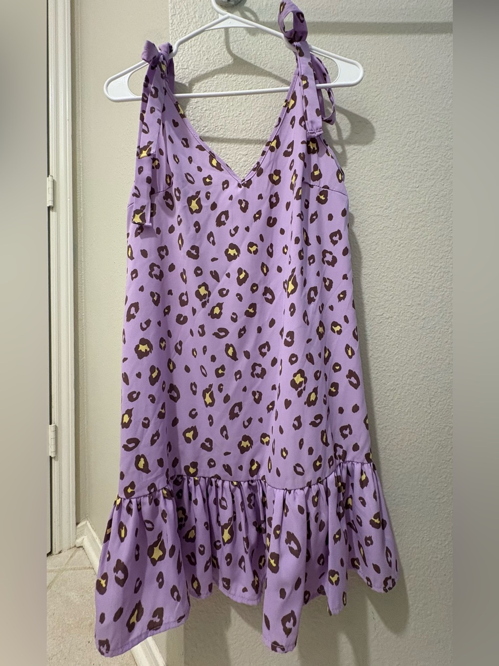 Karlie Women’s Lavender Leopard-Print Tie-Shoulder Dress